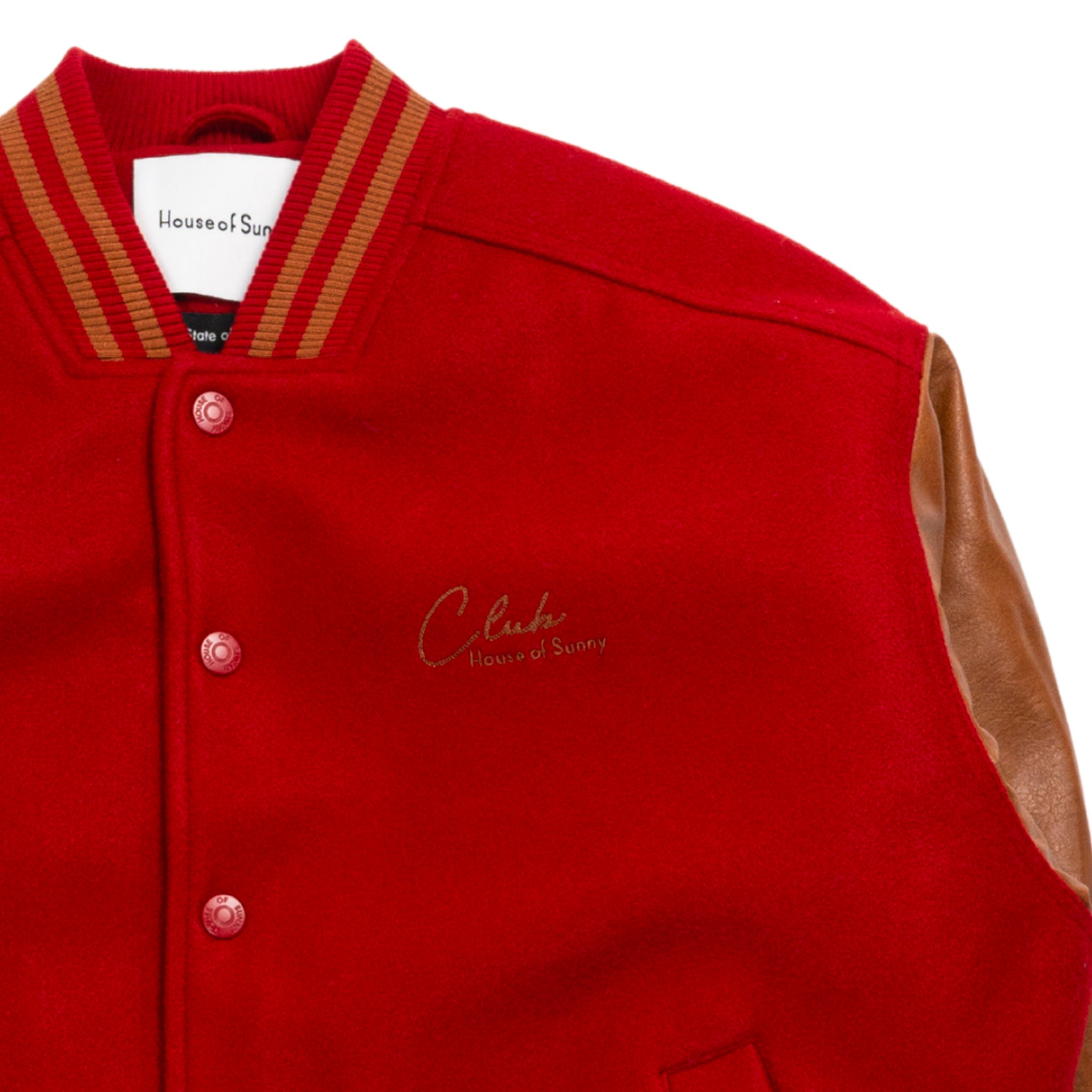 The Club Varsity Bomber in Red/Brown