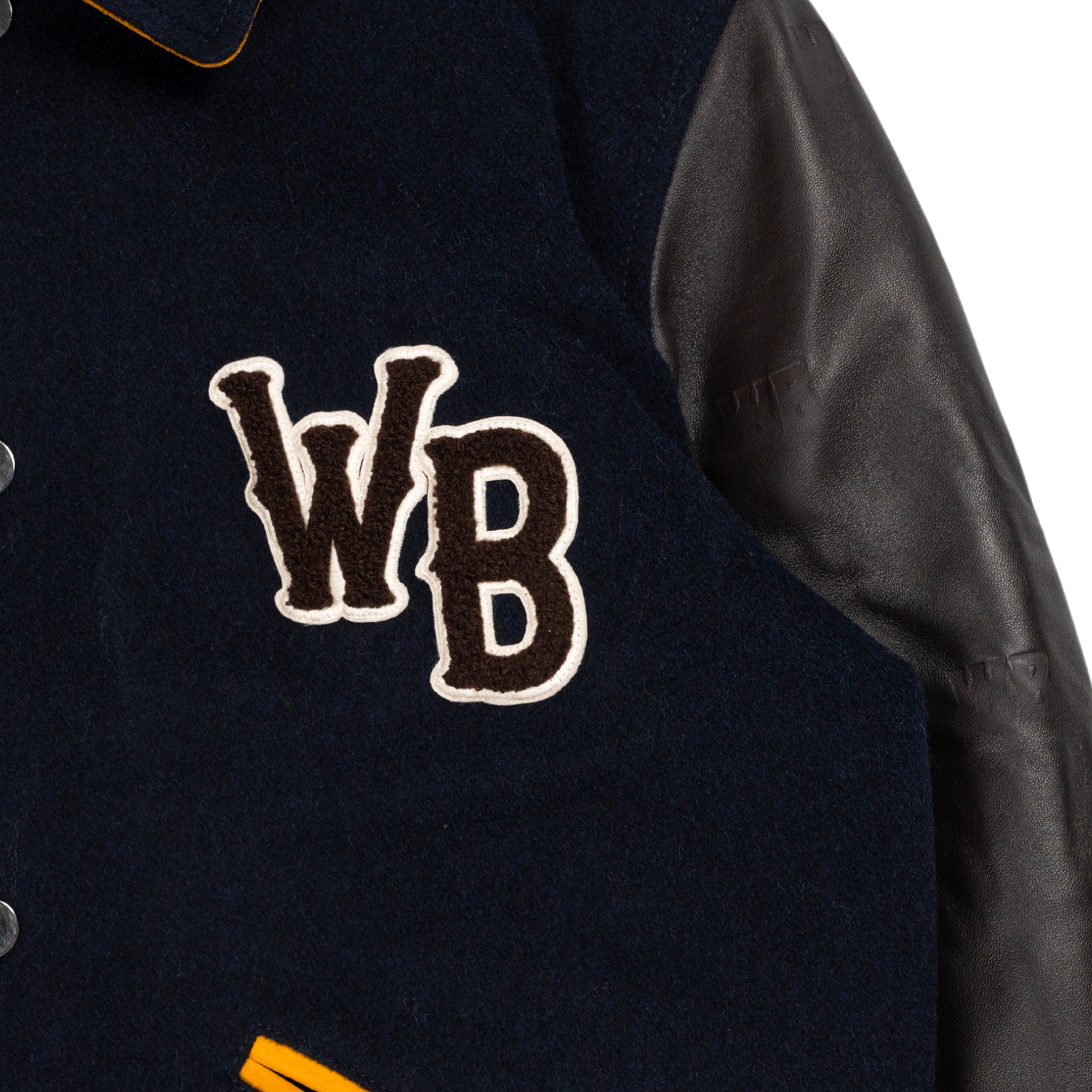 Prince Varsity Jacket in Blue/Brown