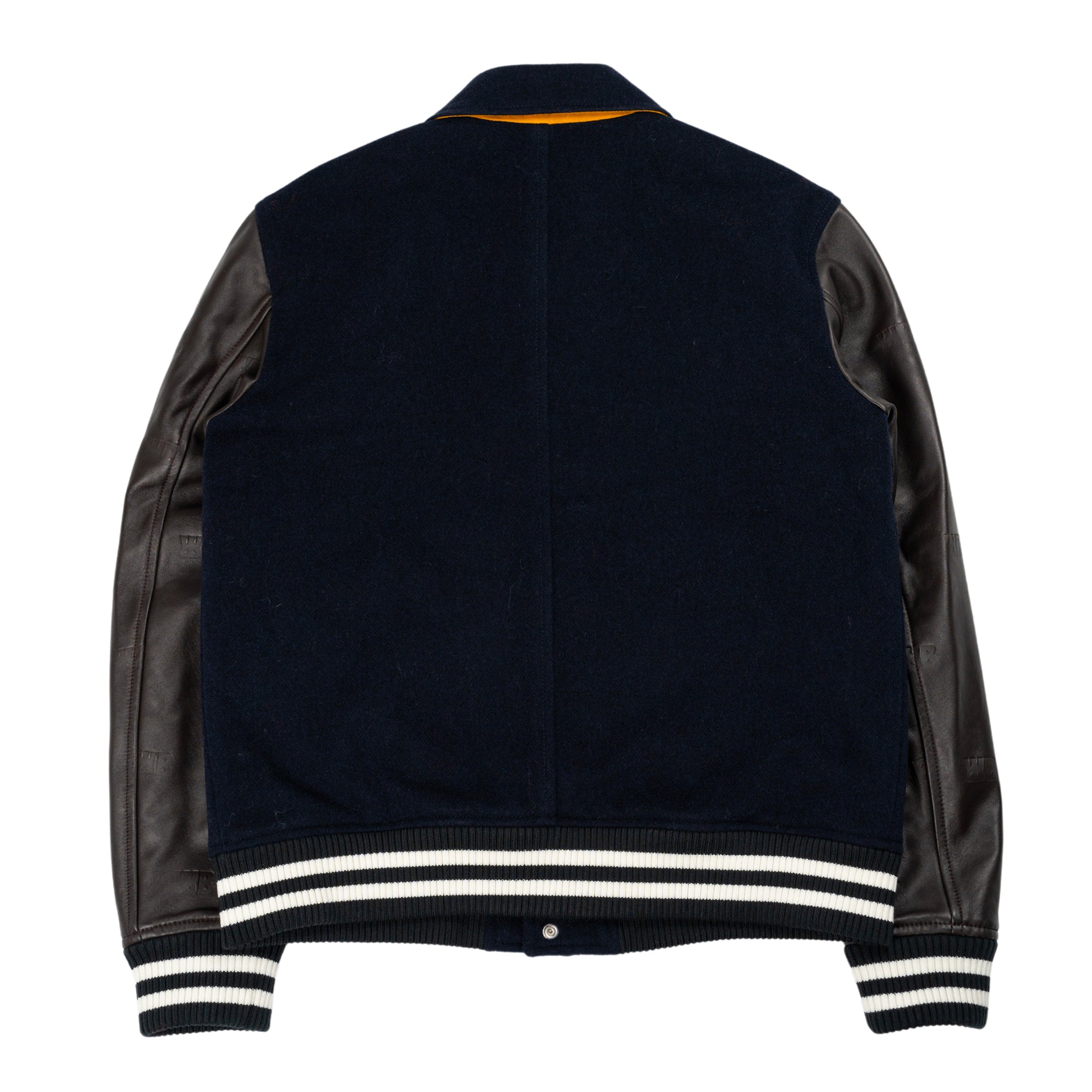 Prince Varsity Jacket in Blue/Brown