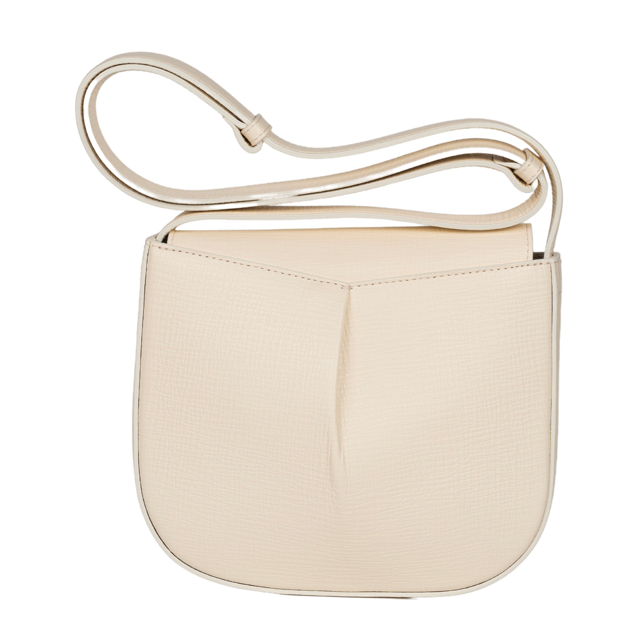 The Pleated crossbody leather bag in off-white