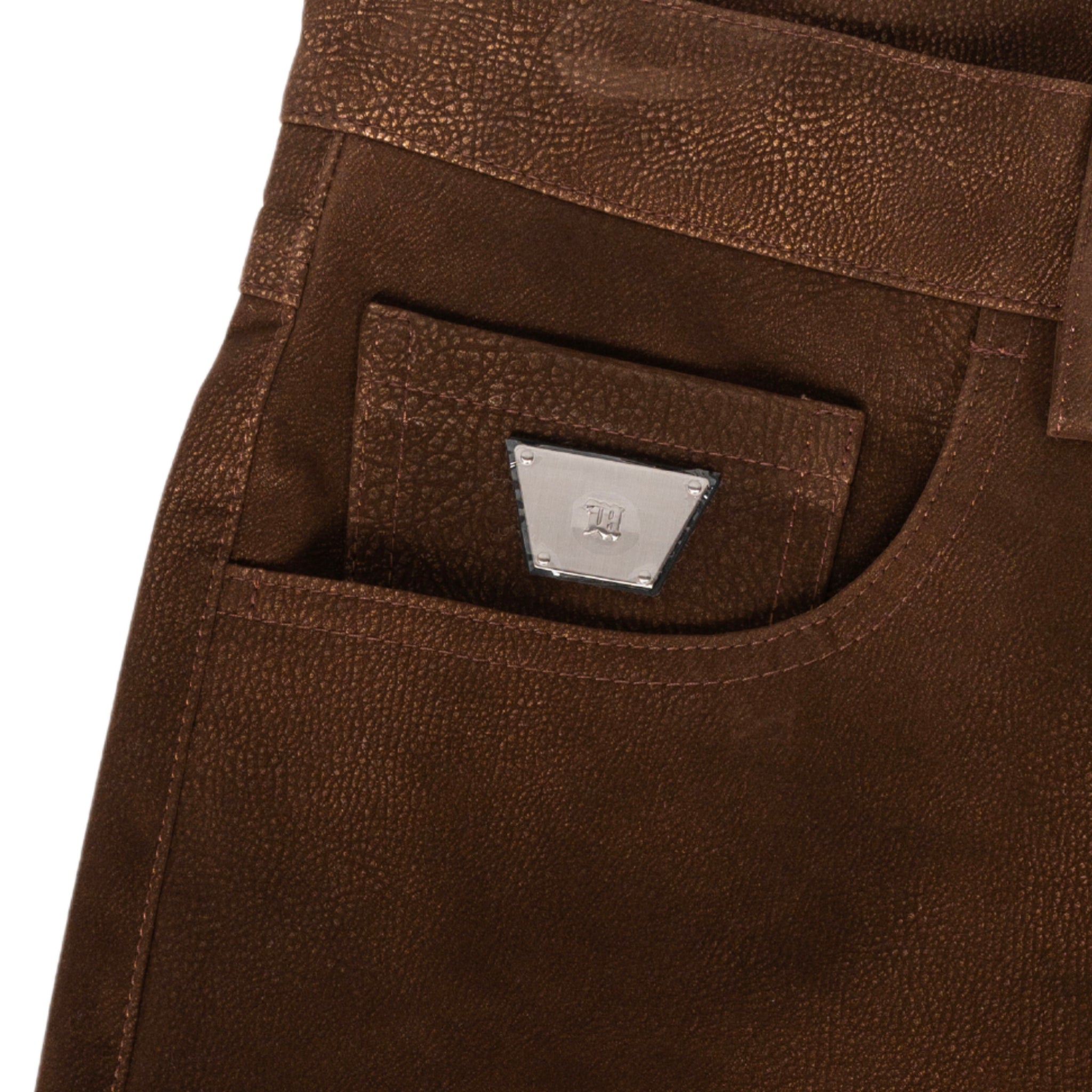 Faux-Suede Trousers in Brown