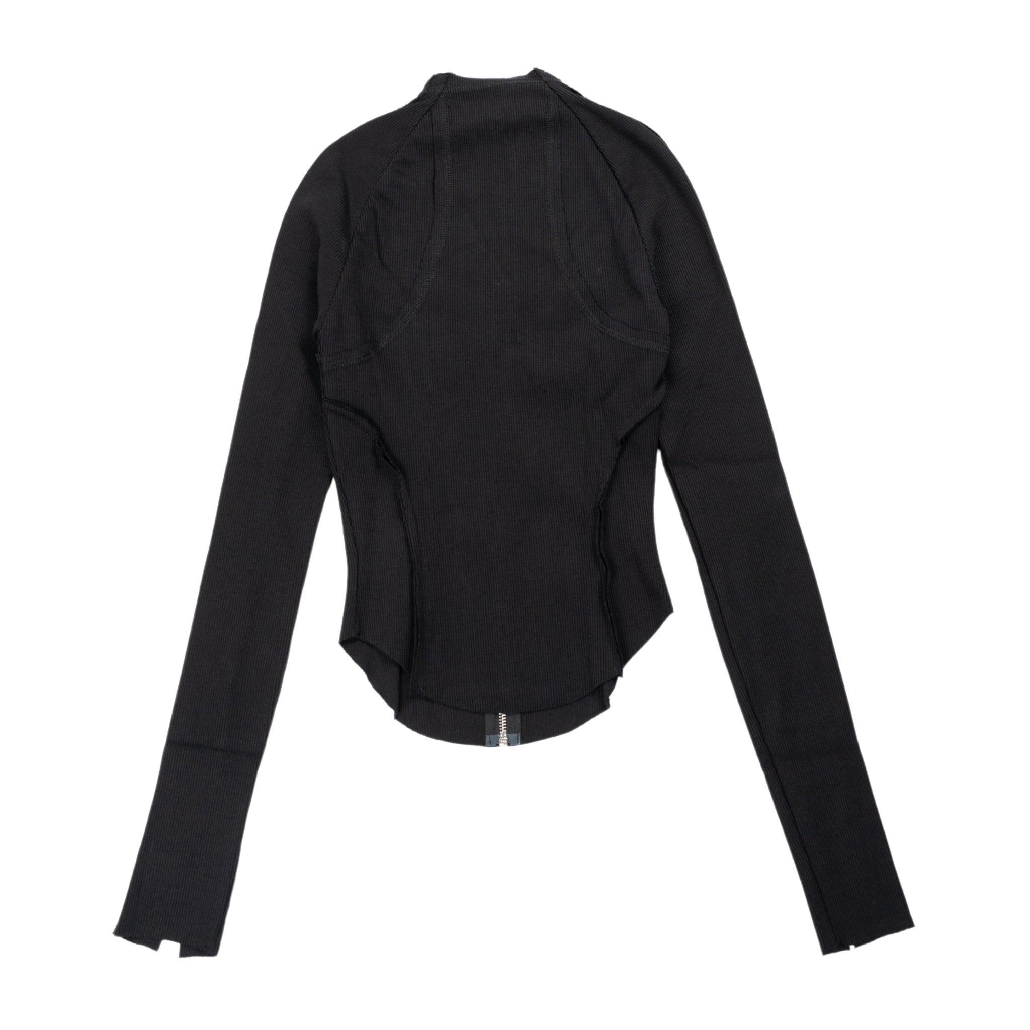 Black Rib Zipped longsleeve in black