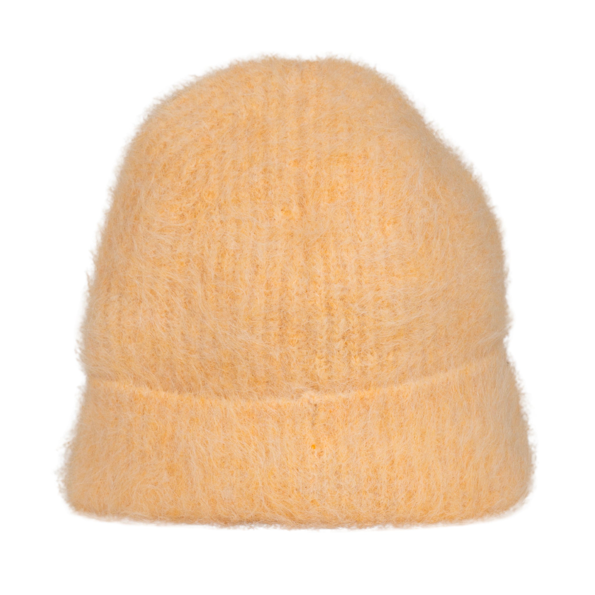 Fuzzy beanie in yellow