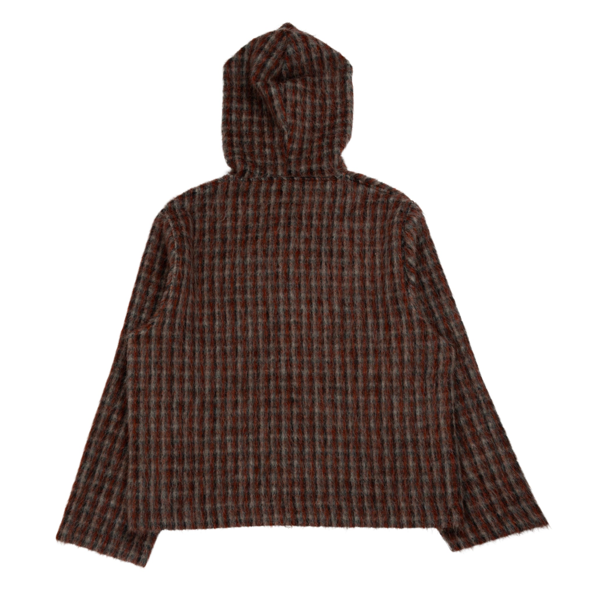 Full zip boston check hoodie in brown