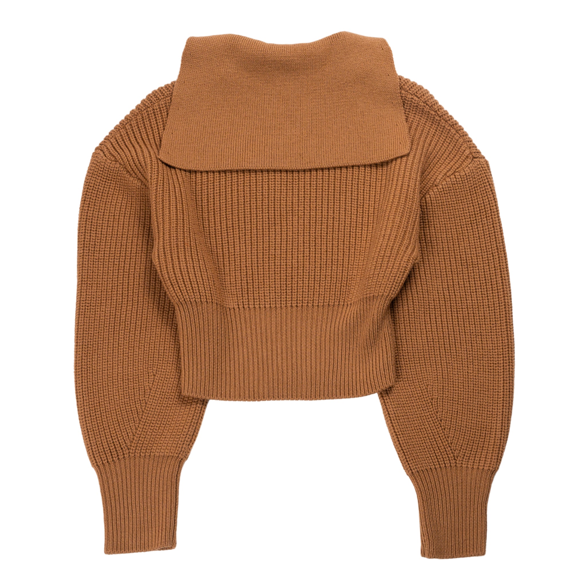 Half cardigan knit sailor sweater in camel