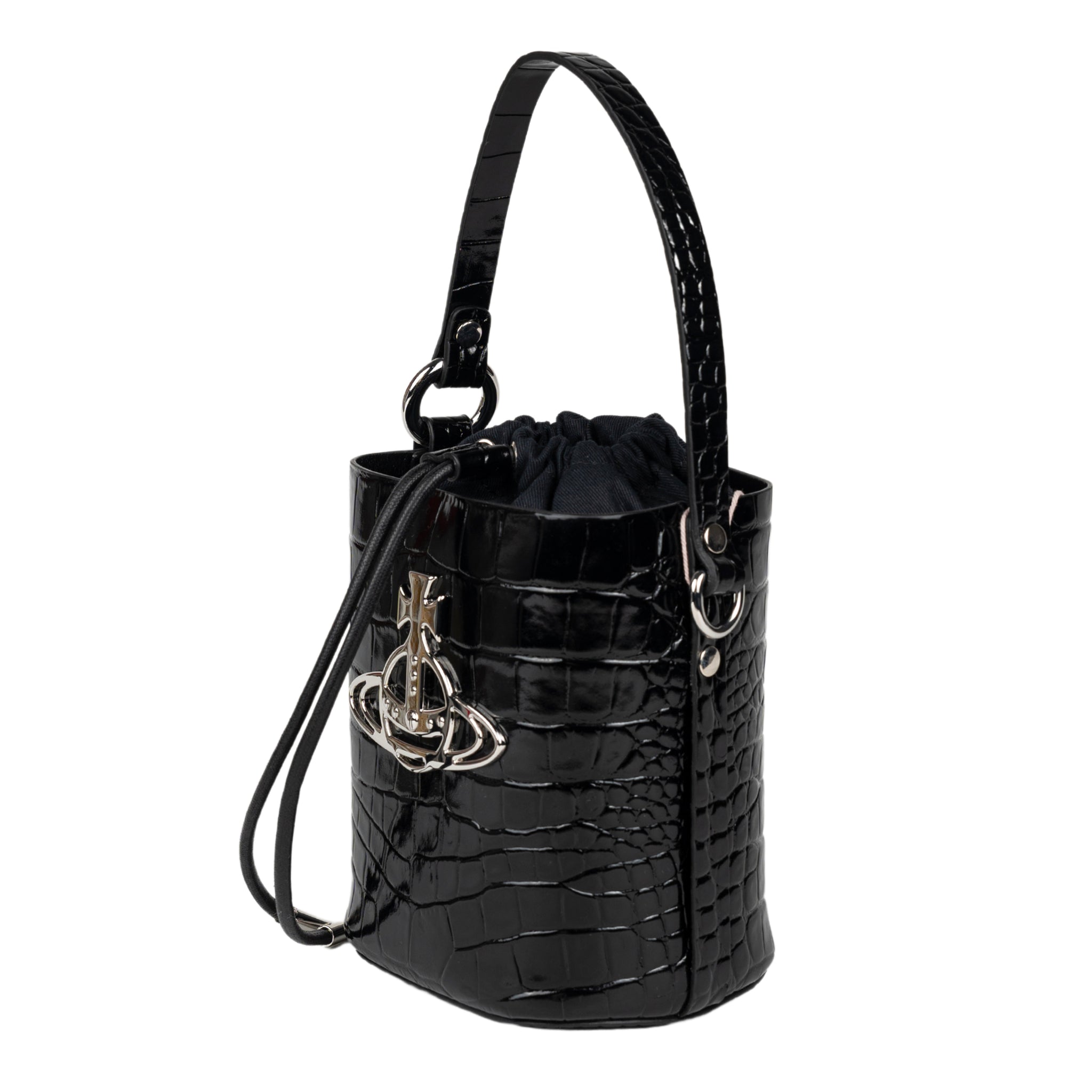 Daisy Drawstring Bucket in Black