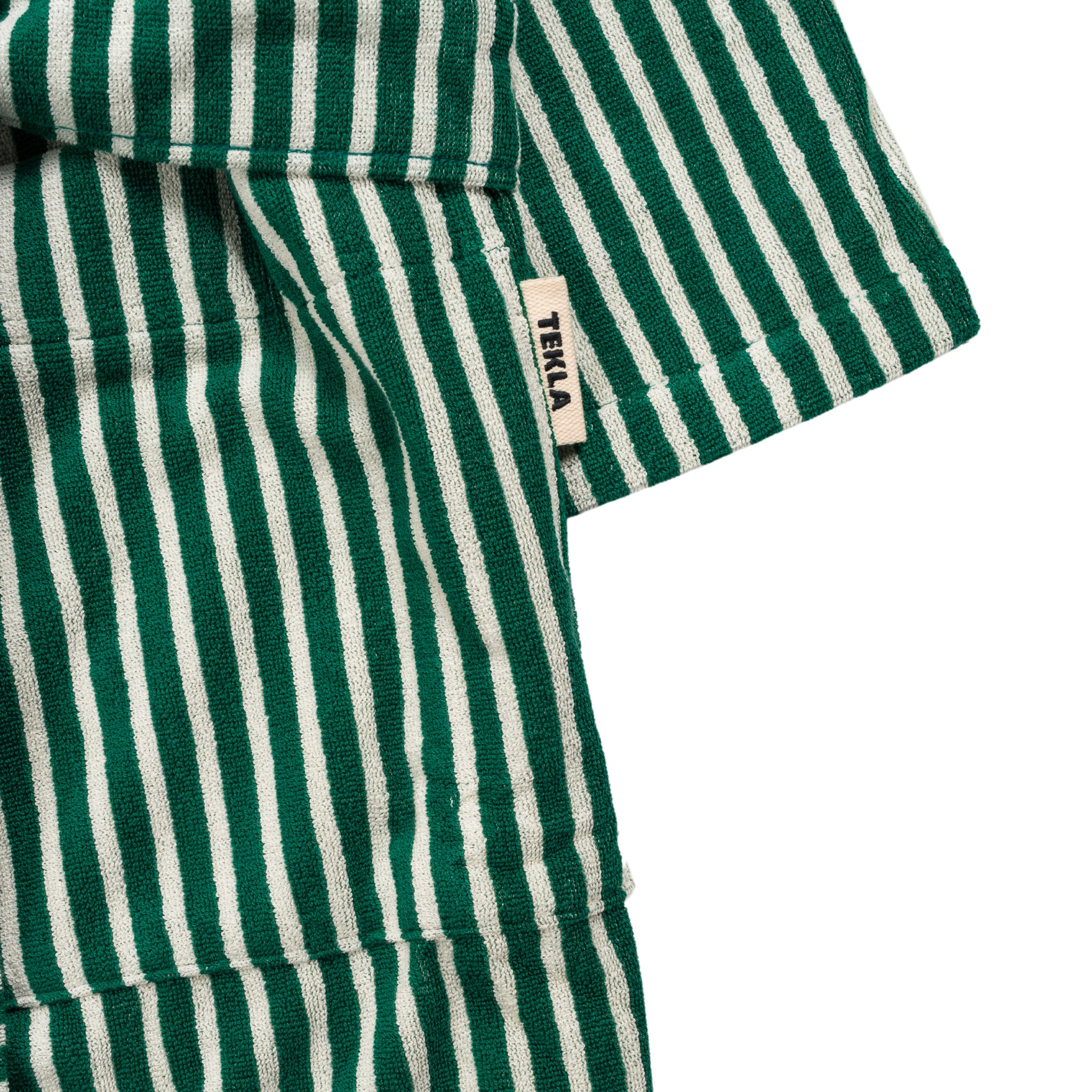 Terry Hooded Bathrobe in Teal Green Stripes