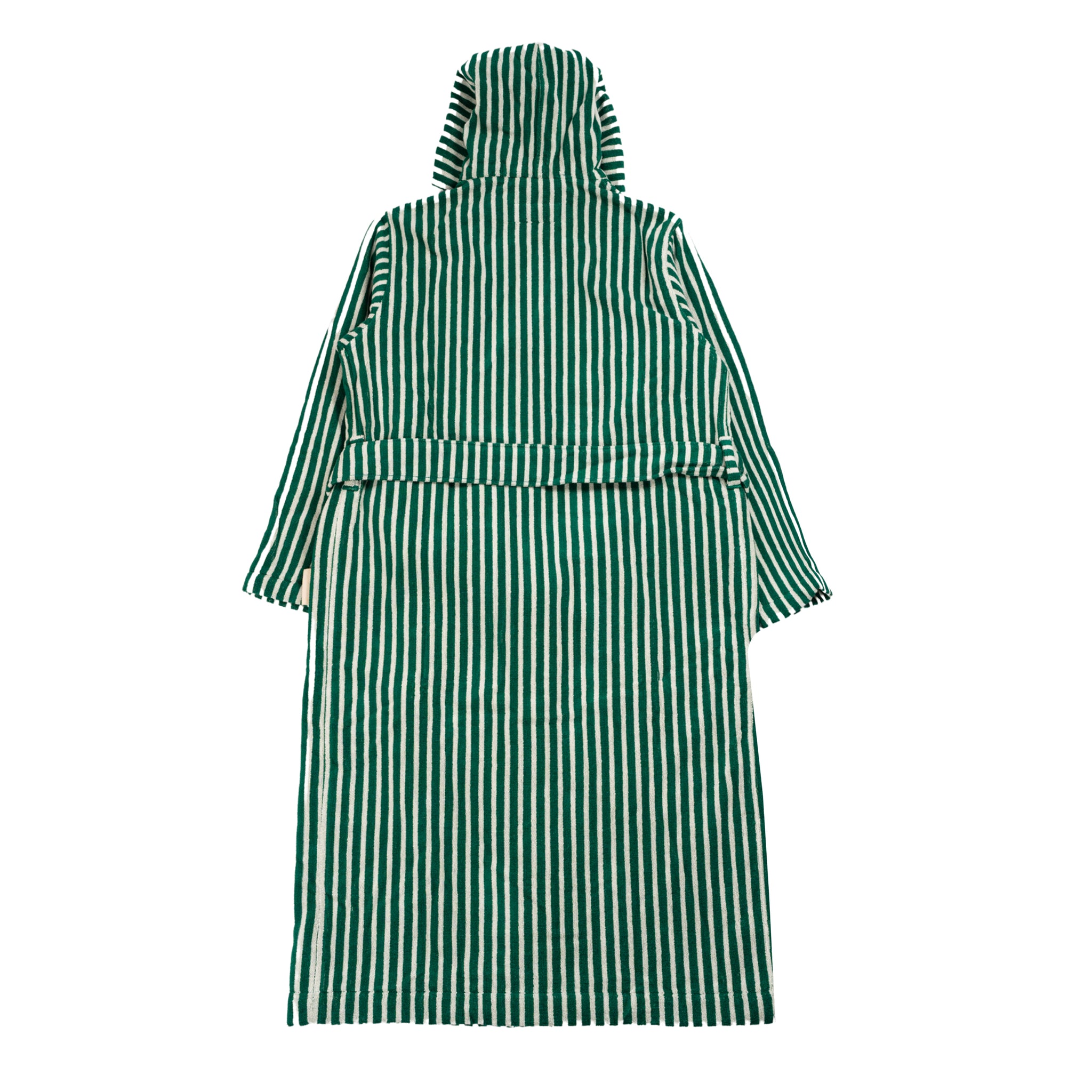 Terry Hooded Bathrobe in Teal Green Stripes