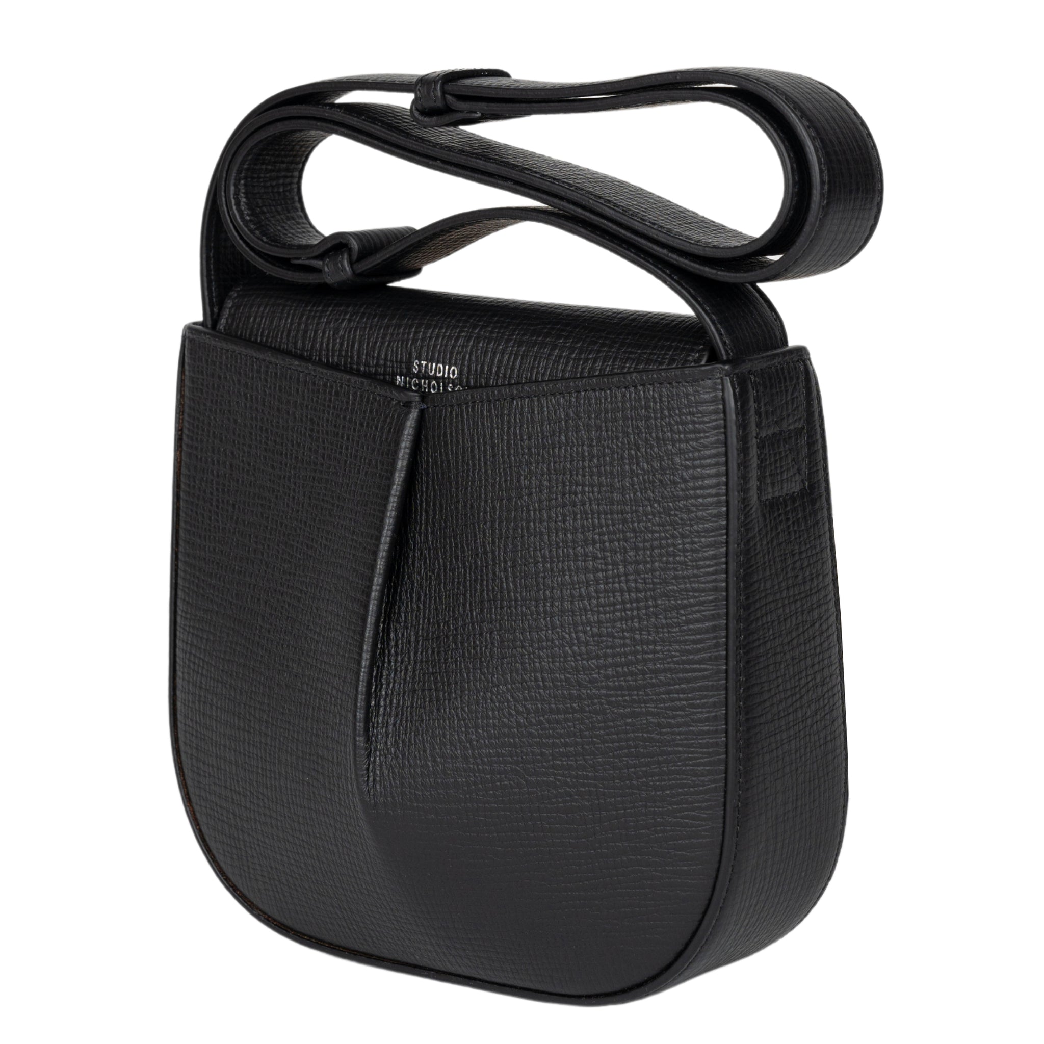 The Pleated leather crossbody bag in black