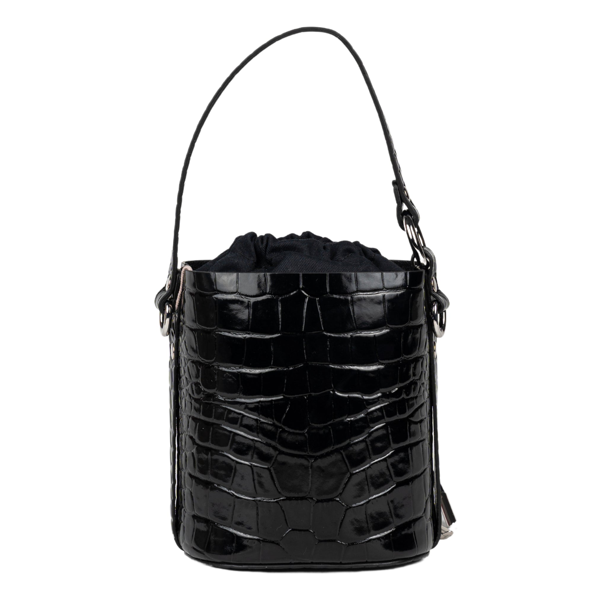 Daisy Drawstring Bucket in Black