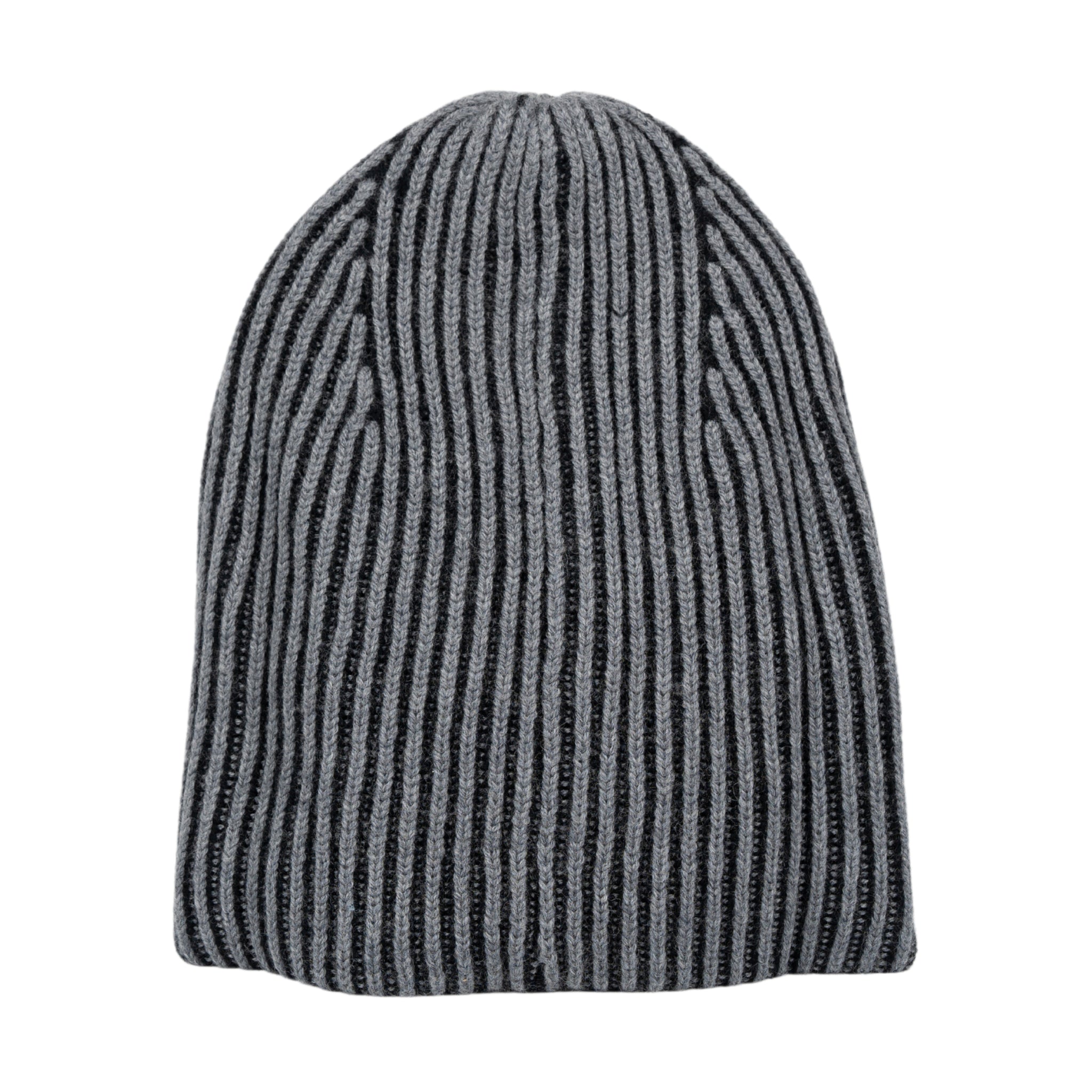 Pleated rib wool beanie in grey