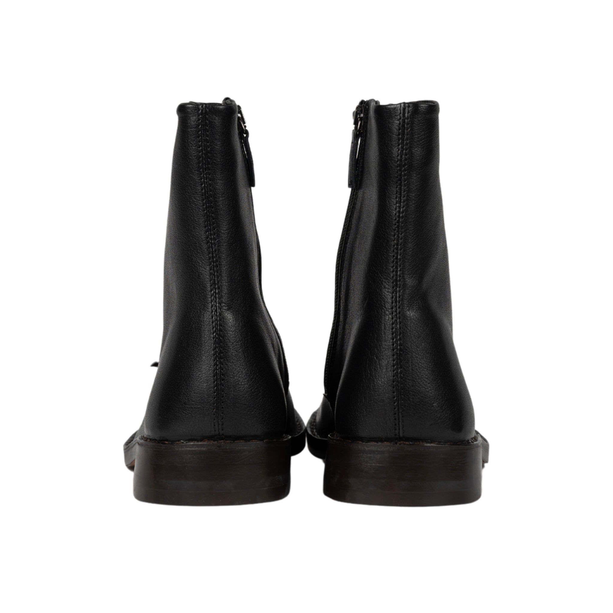 Piped Zipped Boots in Black