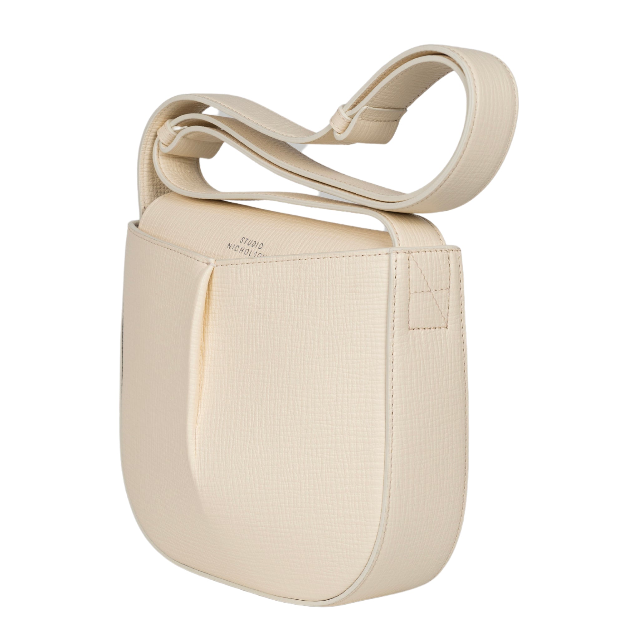 The Pleated crossbody leather bag in off-white